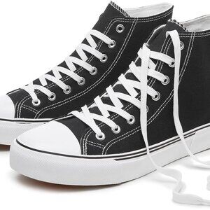 High Top Canvas Sneakers Women Breathable Rubber Sole Lace Up Casual Shoes